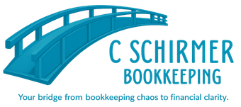Teal bridge logo with the text “C Schirmer Bookkeeping”
