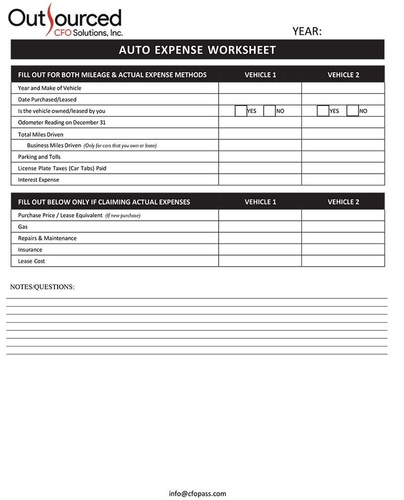 2024 Auto Expense Worksheet 2024 Auto Expense Worksheet