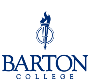 Barton College logo with blue torch emblem and wordmark on white background
