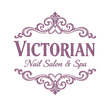Victorian Nail Salon & Spa logo in purple script with ornate decorative flourishes