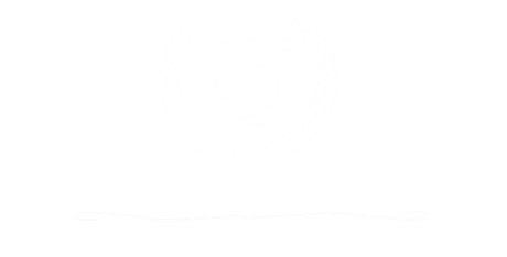 White logo on a white background; text at bottom reads: 