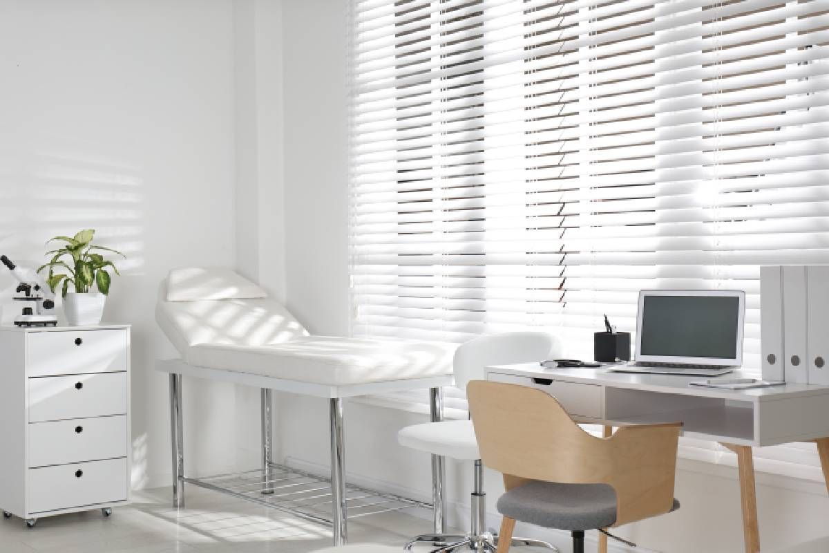 White and Bright Doctor's Office Interior with Modern Workstation near Lawrenceburg, Harrodsburg
