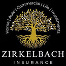Zirkelbach Insurance logo with gold tree and “Home | Auto | Commercial | Life | Investments” text on black background