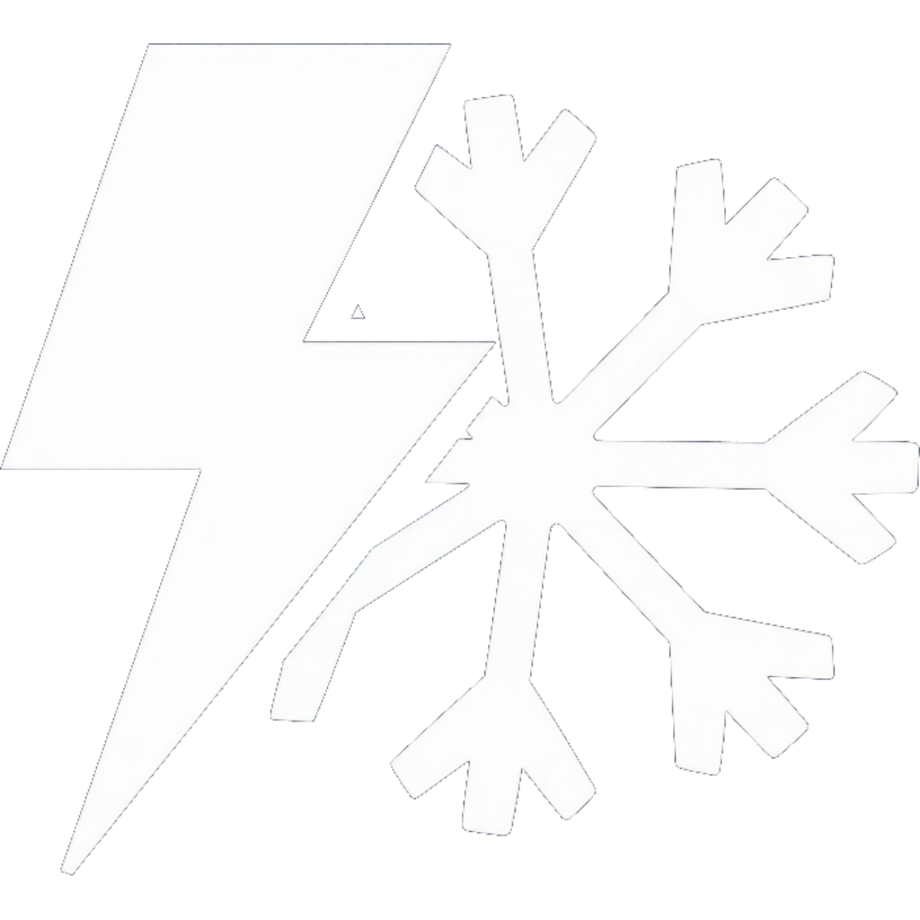 Rayo blanco junto a un icono de contorno de copo de nieve