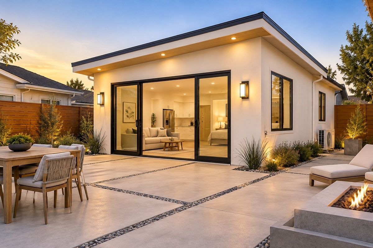 Lathrop detached ADU with modern cream exterior