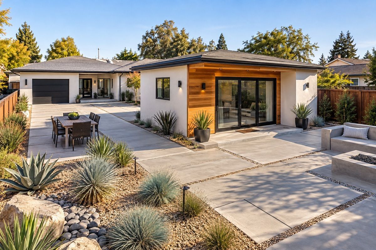 Modern detached ADU construction in a Manteca backyard