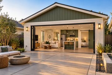 Manteca garage conversion ADU with green and cream design
