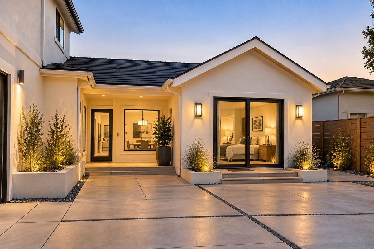 Stockton attached ADU with cream exterior design