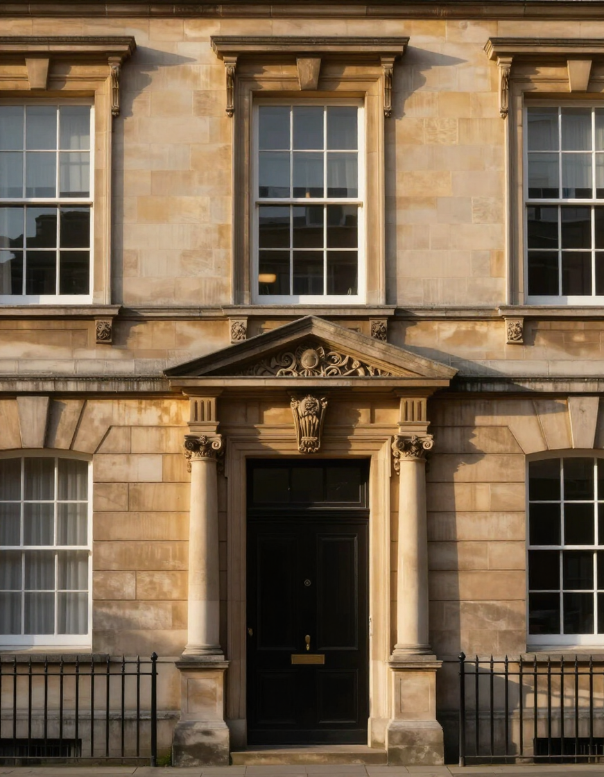 Classic UK stone building facade