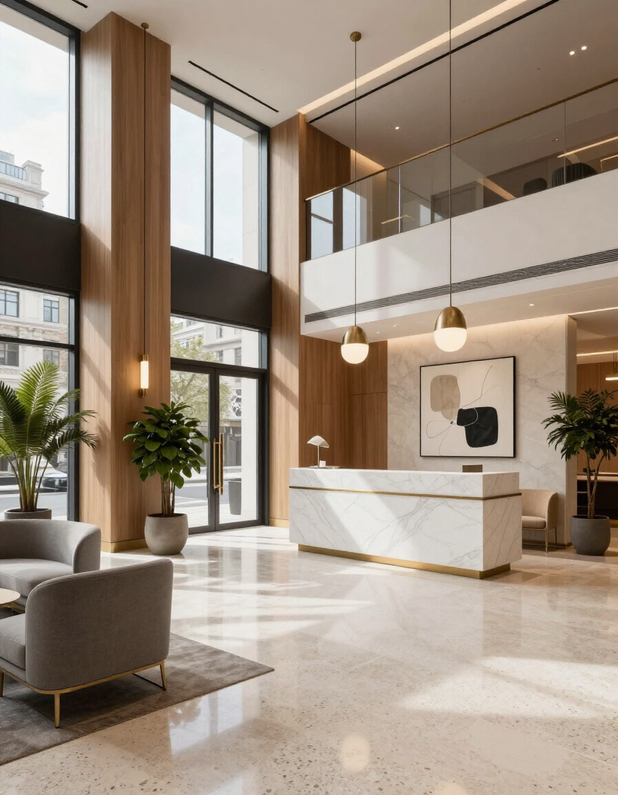 Premium London commercial property lobby interior