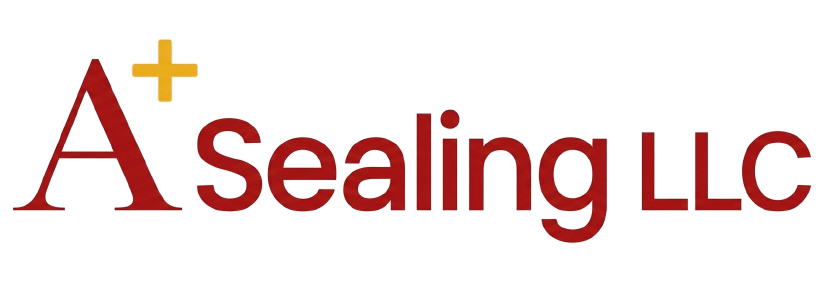 A+ Sealing LLC logo with red text and a gold plus sign on a white background