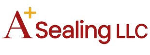 A+ Sealing LLC logo with red text and a gold plus sign on a white background
