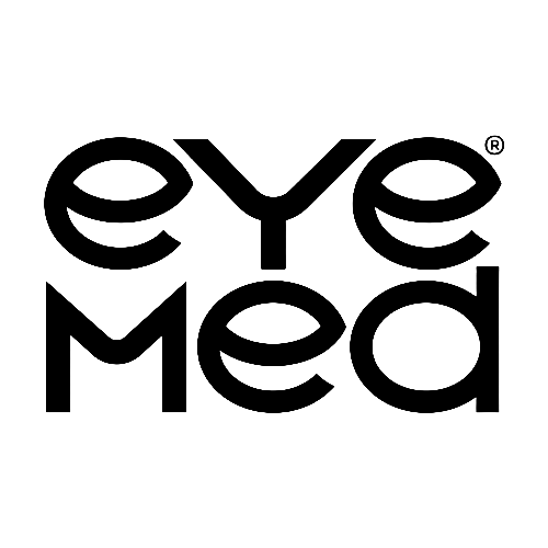 Black and white “eye med” logo with stylized letters