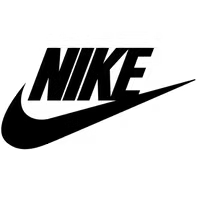 Black Nike logo with swoosh on a white background
