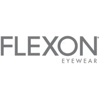 Flexon Eyewear logo in gray text on a white background