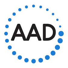 The aad logo is a circle with blue dots around it.