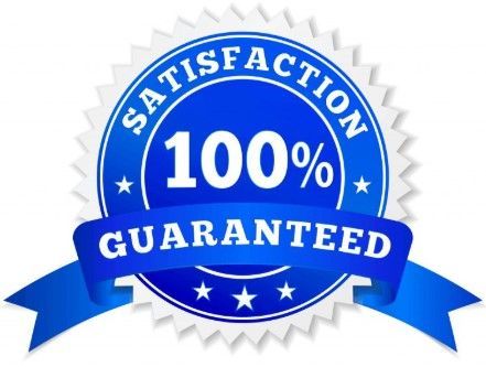 Blue badge with "100% Satisfaction Guaranteed" text.