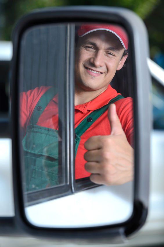 Commercial truck driver on the phone