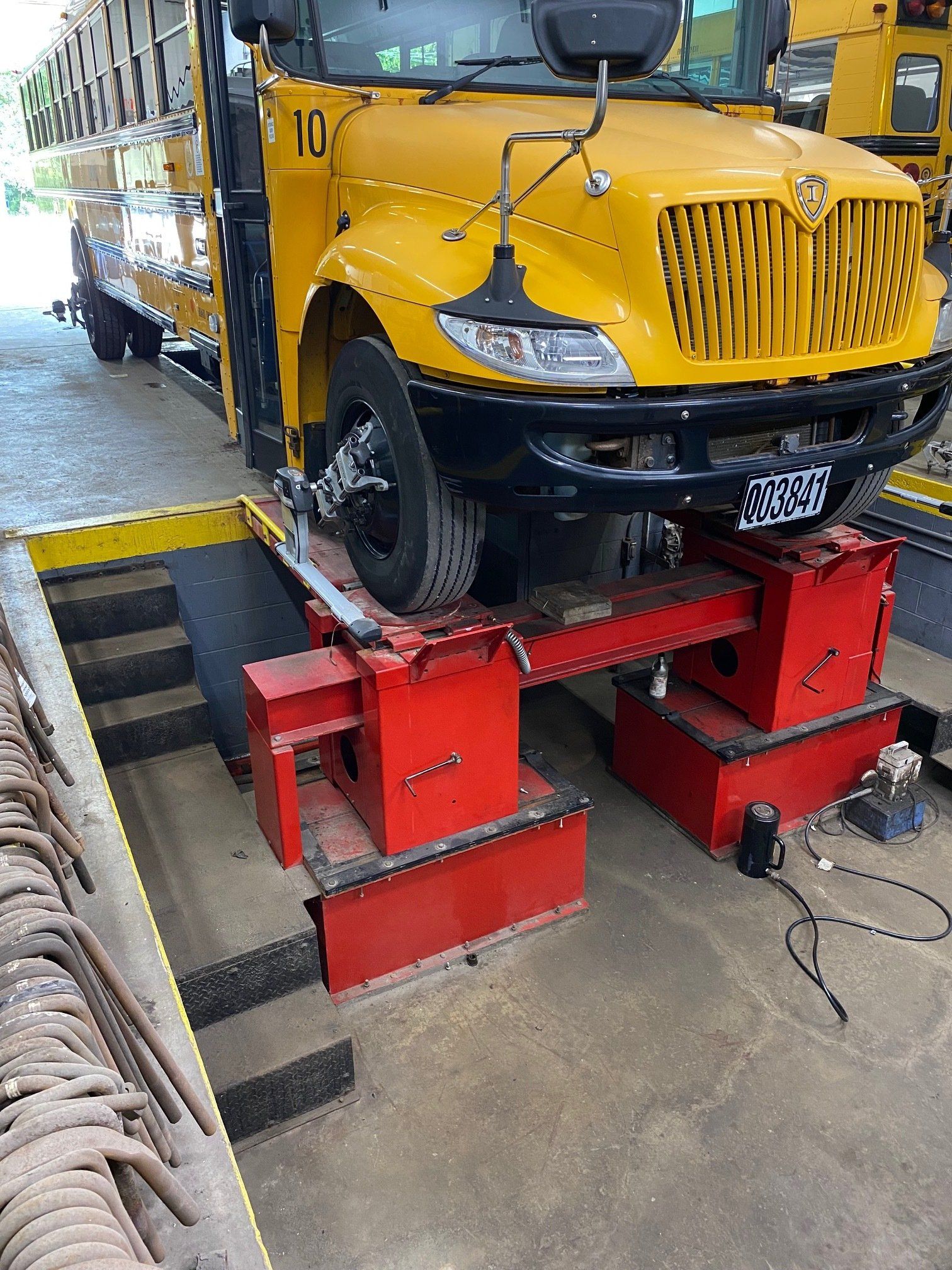 School bus wheel alignment