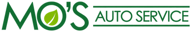 MO’s Auto Service logo in green with a stylized “O” and wrench design