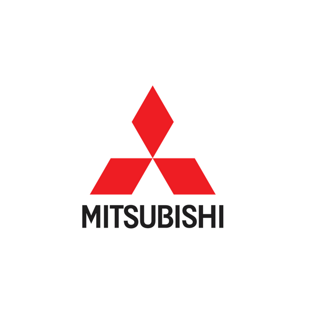 Heavy Metal HVAC LLC - Red Mitsubishi logo: three diamonds. "MITSUBISHI" text below.