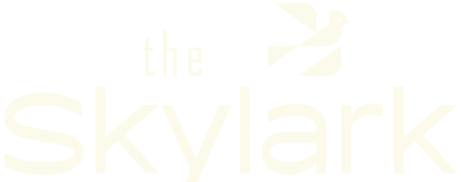 White logo text reading “the Skylark” on a white background