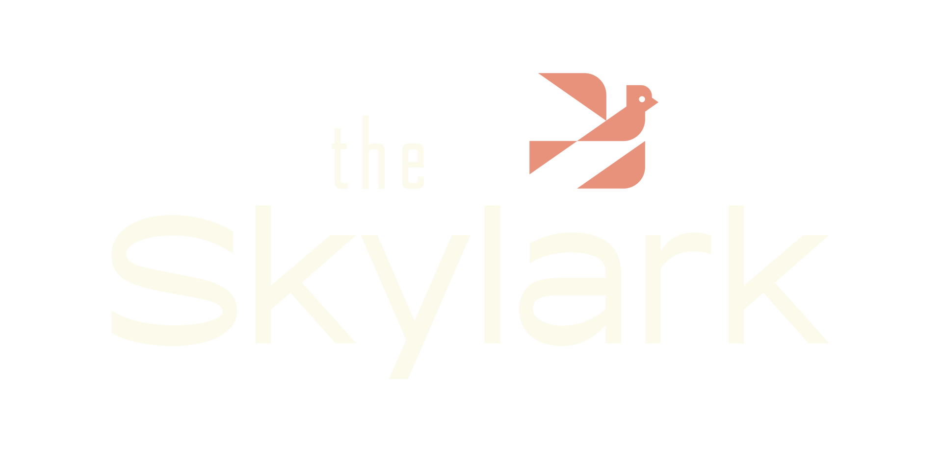 Pale yellow “the skylark” text on a white background