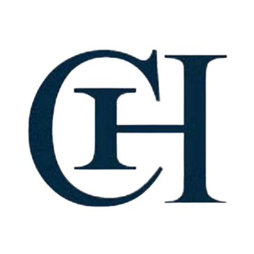 A blue g and h logo on a white background