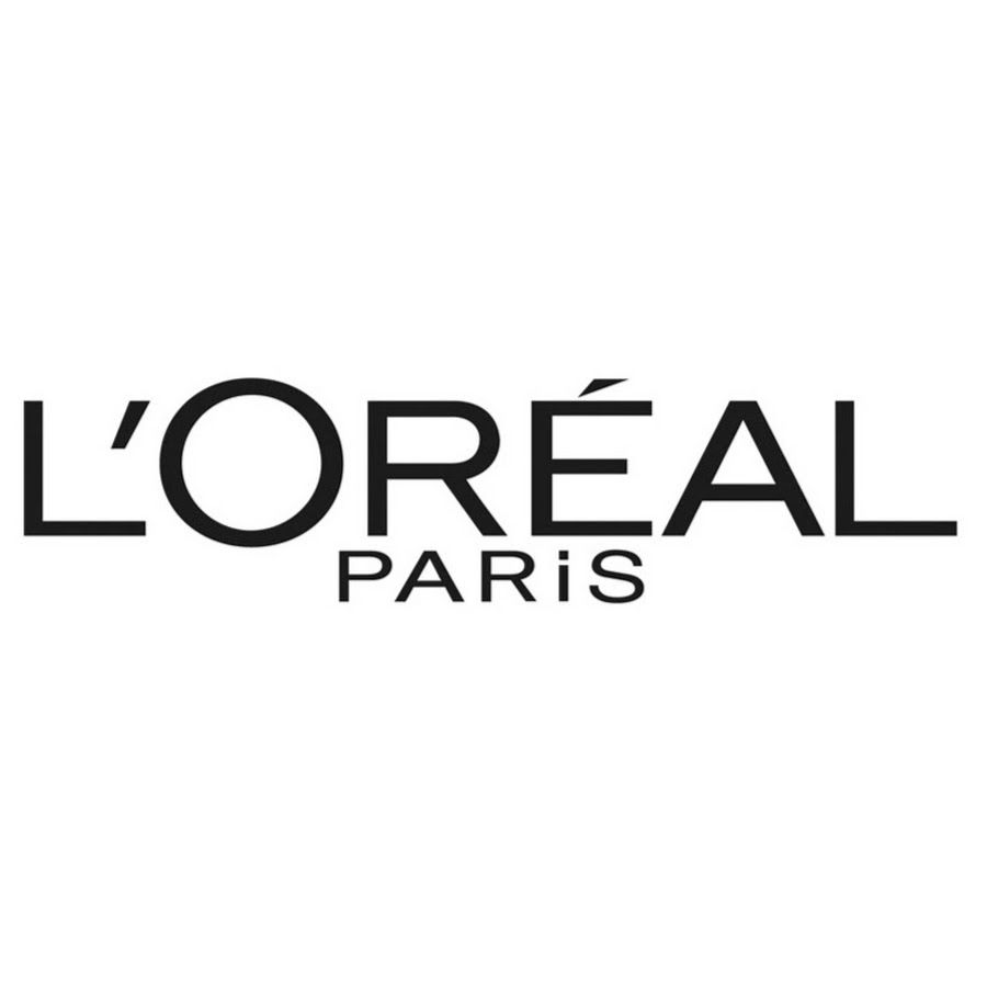 El logotipo de L'Oréal Paris es en blanco y negro sobre fondo blanco.