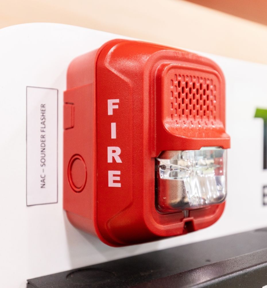 Red fire alarm with