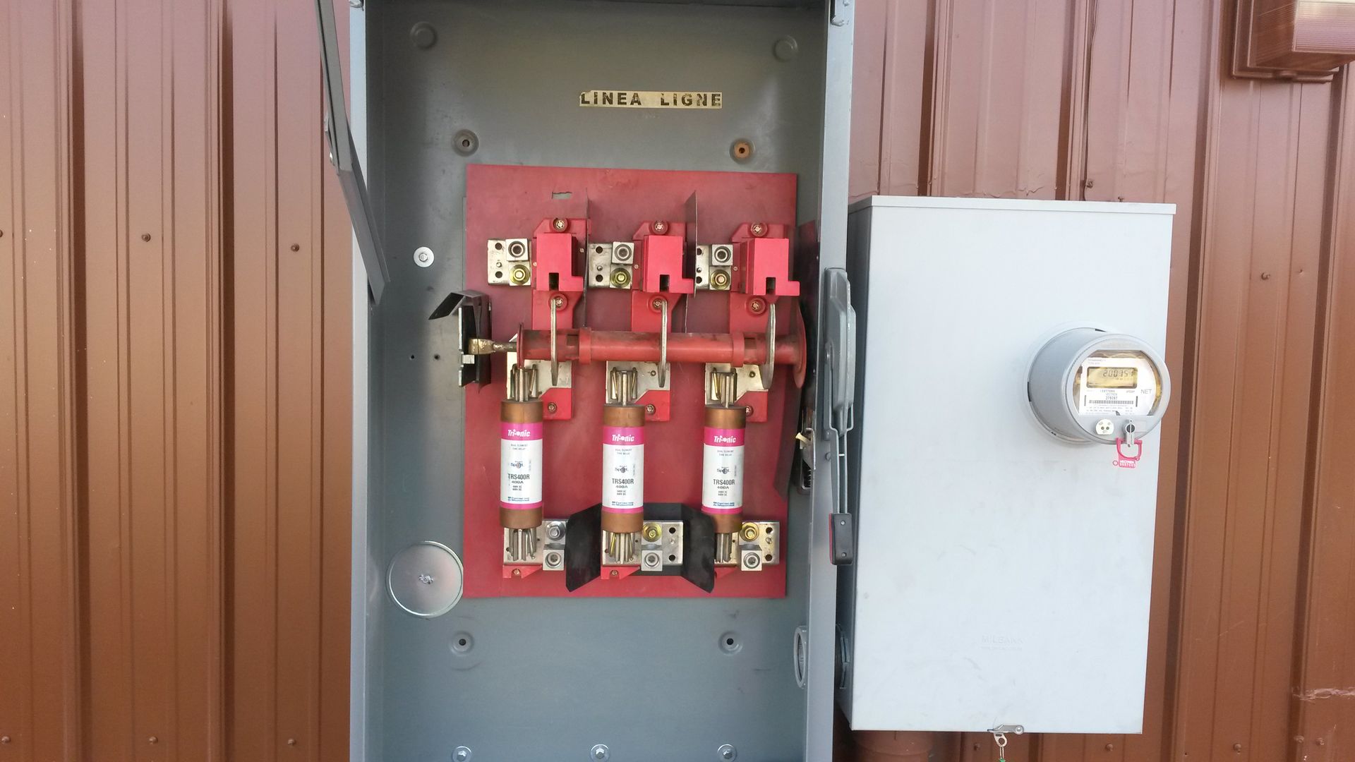 Opened the electrical box to show the brackets