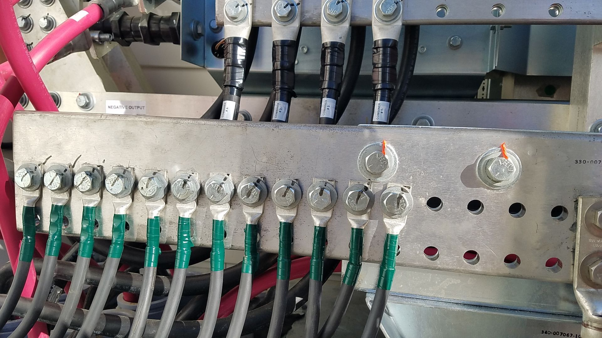 Inside wiring from the electrical panel.