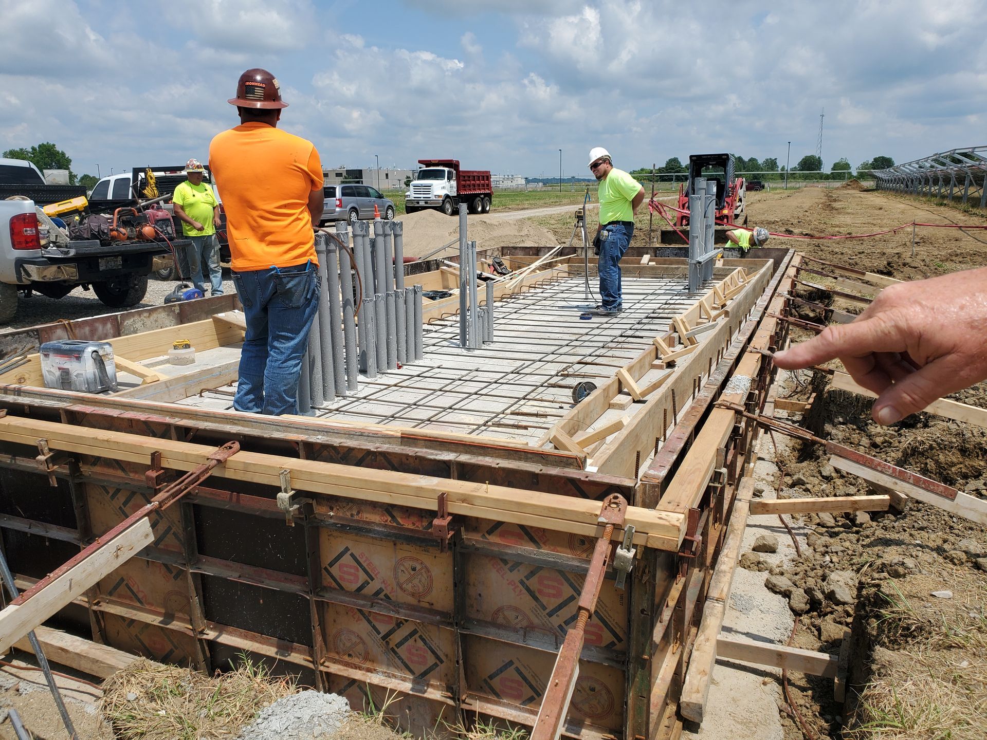 Morton Electric workers are working on the construction for a elecrical panel