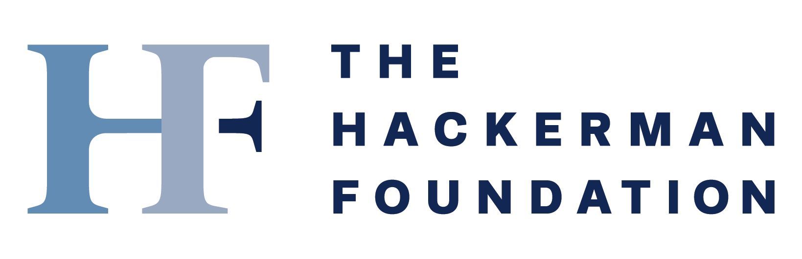 Logo for The Hackerman Foundation: Blue stylized 