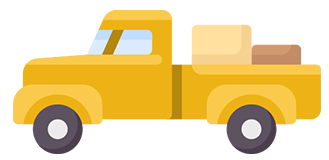A yellow truck with a box in the back is on a white background. A yellow truck with a box in the back is on a white background.