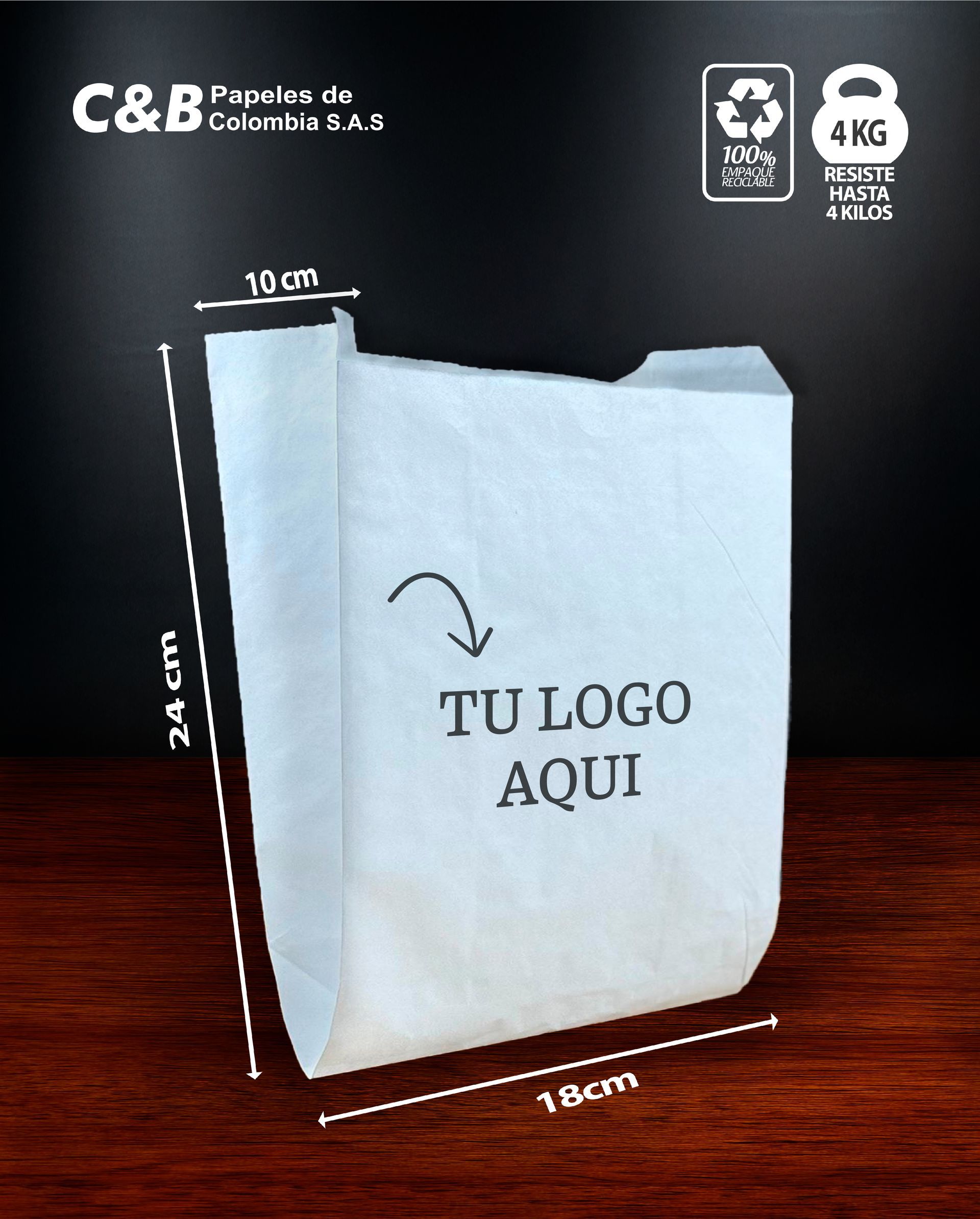 Fotografia producto bolsa papel blanca sin asas