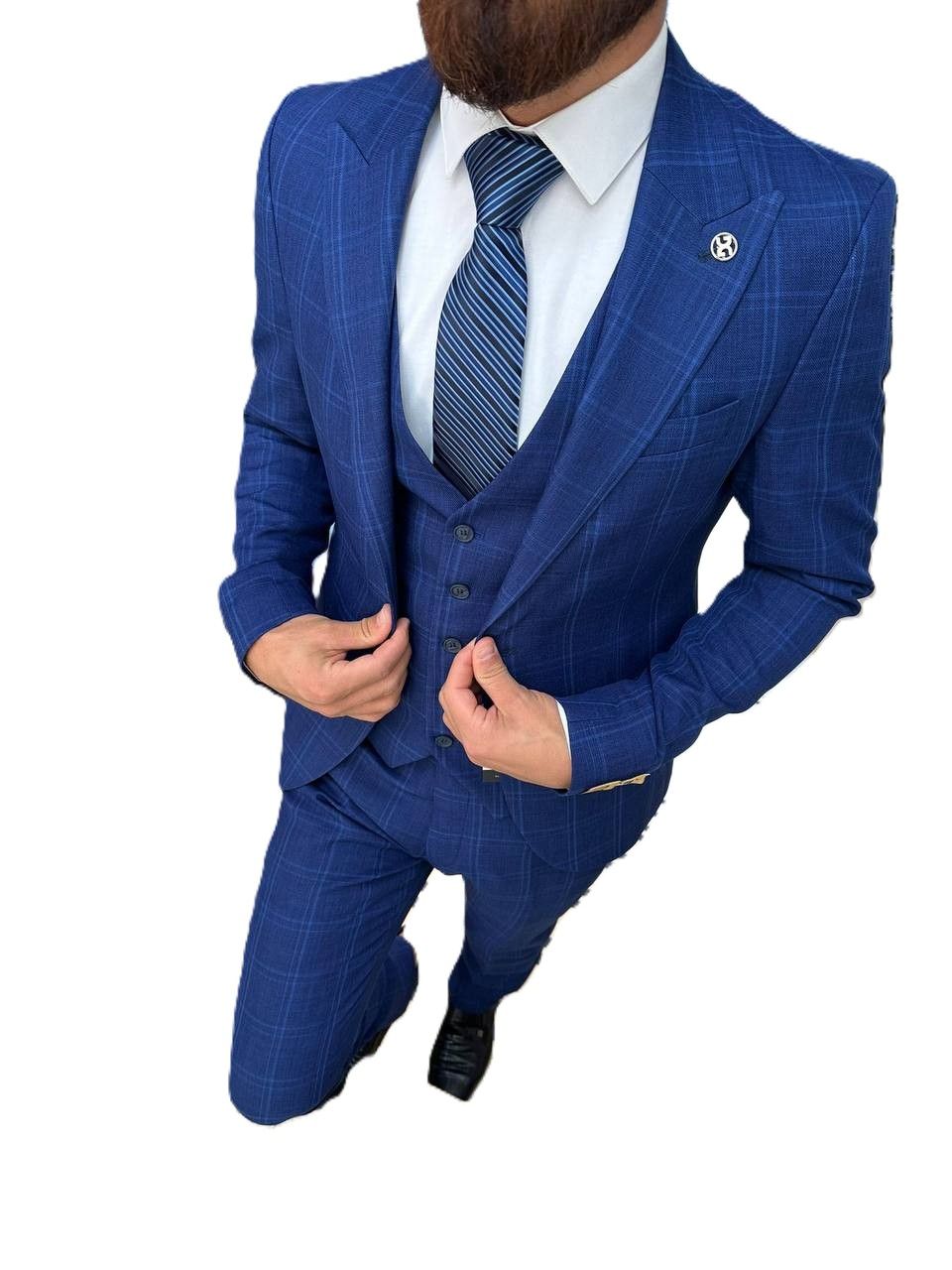 Men's 3-Piece Slim Fit Suit Set – Burgundy (Blazer, Double-Breasted Vest & Trousers)
