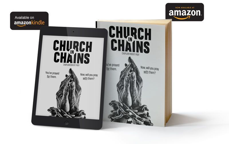Images of the Kindle version and the printed version of the Church in Chains book.