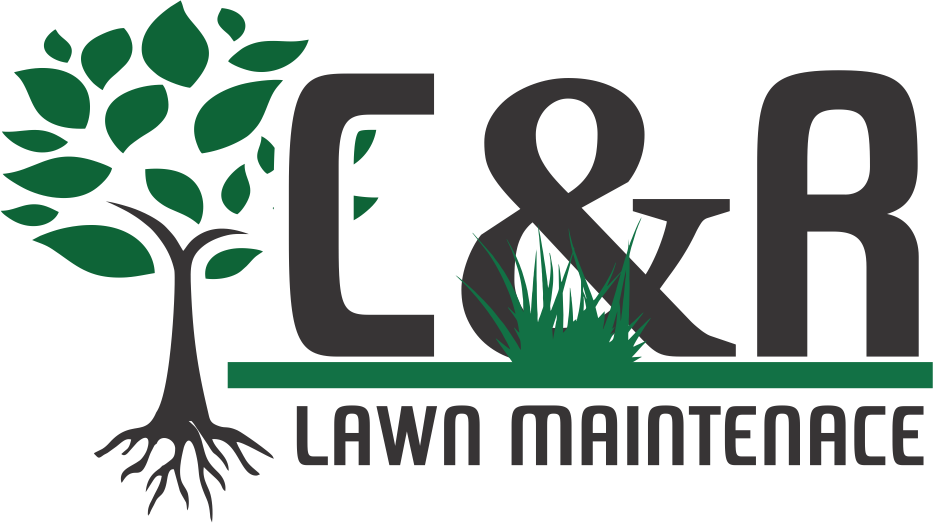 The logo for C & R Lawn Maintenance shows a tree with roots and grass.