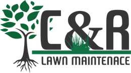 The logo for C & R Lawn Maintenance shows a tree with roots and grass.