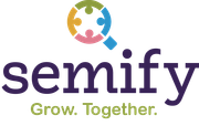 Semify logo with colorful circular icon and purple text “semify,” tagline “Grow. Together.”