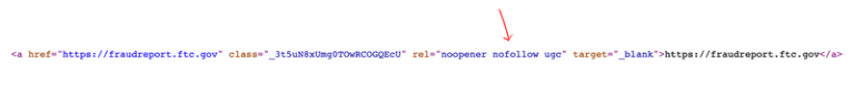 Tiny, blurry code snippet on a white background with colored text and a red arrow above it