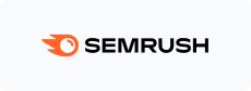 SEMrush logo with orange icon and black wordmark on a white background