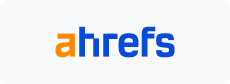 Ahrefs logo in orange and blue text on a white background