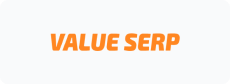 Orange “VALUE SERP” text on a white background