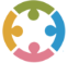 Circular multicolor logo with four curved arrows forming a loop around a white center