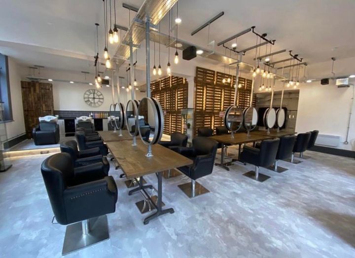 Luxury vinyl tile flooring fitted in a hair salon