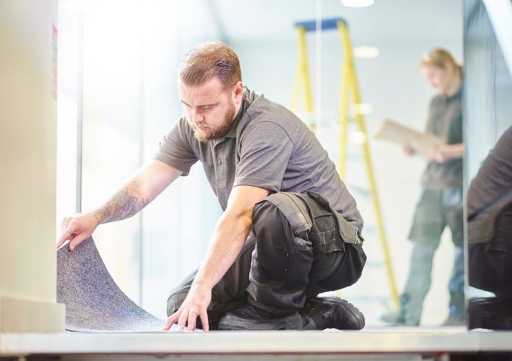 A commercial floor being installed in a Derby premises