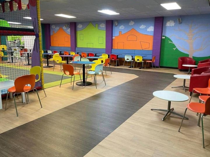 Two types of vinyl safety flooring fitted in a nursery