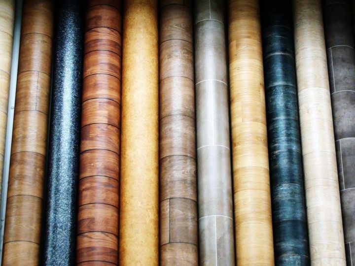A selection of sheet vinyl flooring samples